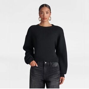 KBB by KAHLANA Women's Long Sleeve 'The Shoulder Pad Sweater' - Black